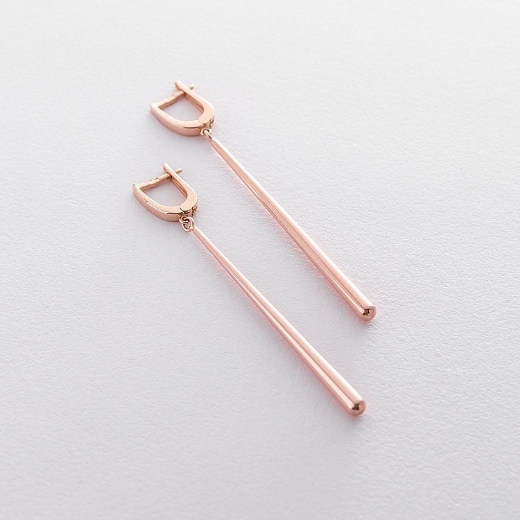 Висячие серьги из красного золота с06340 от ювелирного магазина Оникс