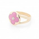Золотое кольцо с клевером (эмаль, фианит) к05693 от ювелирного магазина Оникс - 1
