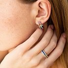 Золоті сережки - пусети з різнокольоровими сапфірами і діамантами сб0405nl от ювелирного магазина Оникс - 3