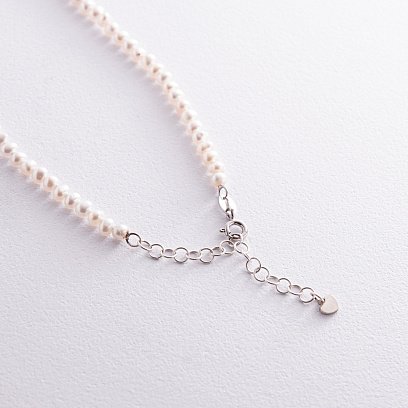 Серебряное колье "Герб Украины - Тризуб" с жемчугом 4054 №5