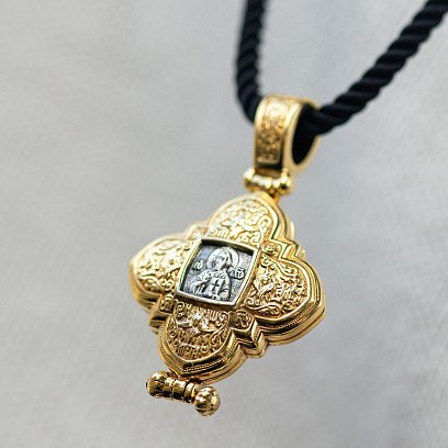 Серебряный мощевик с позолотой 132355 №7