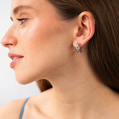 Серьги - кольца "Helen" в белом золоте с09573 №2