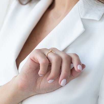 Заручальна каблучка в червоному золоті (діамант) кб0191ca №2