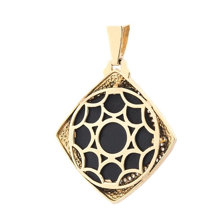 Золотой кулон с ониксом и фианитами п01337 от ювелирного магазина Оникс - 1