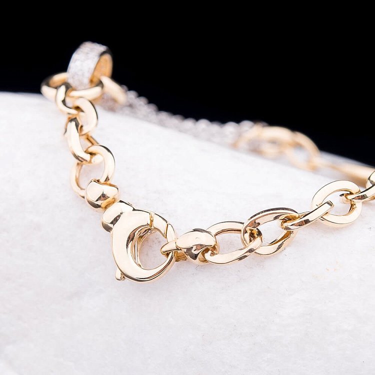 Эксклюзивный золотой браслет с фианитами в стиле "Тиффани" б02212 от ювелирного магазина Оникс - 2