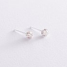 Срібні сережки-пусети "Квіточки" з фіанітами 121785 от ювелирного магазина Оникс