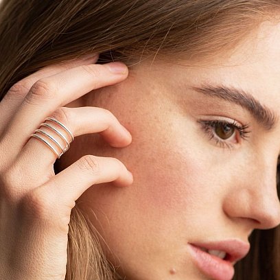 Серебряное кольцо "Линии" 112294 №6