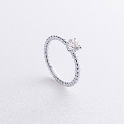 Заручальна золота каблучка з фіанітом к08157