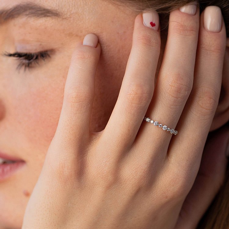 Каблучка в білому золоті з діамантами кб0498ch від ювелірного магазину Онікс - 3