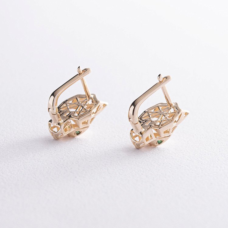 Сережки "Пантери" в жовтому золоті с08120 від ювелірного магазину Онікс - 3