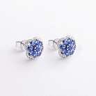 Сережки - пусети "Конюшина" в білому золоті (діаманти, сапфіри) сб0718mi от ювелирного магазина Оникс - 1