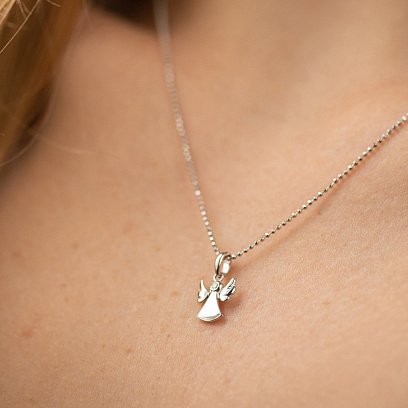 Золота підвіска "Янголятко" з діамантом 140671121 №3