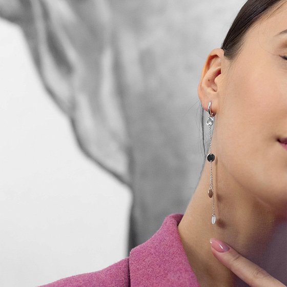 Серьги "Монетки" в белом золоте с07171 №4