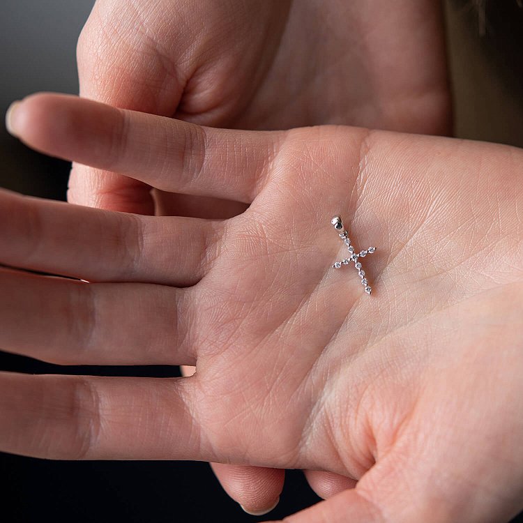 Золотой крестик с бриллиантами пб0165ri от ювелирного магазина Оникс - 3