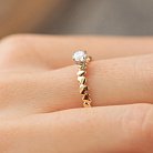 Золотое помолвочное кольцо c сердечками (фианит) к07643 от ювелирного магазина Оникс - 7