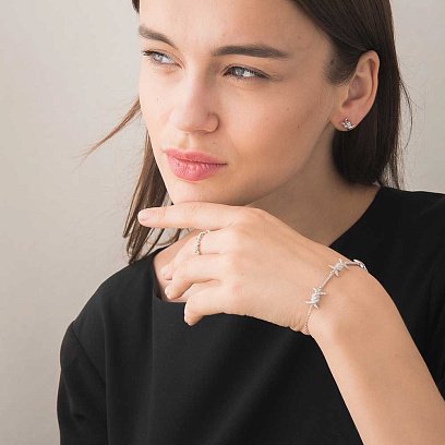 Серебряные серьги с фианитами 121710 №5