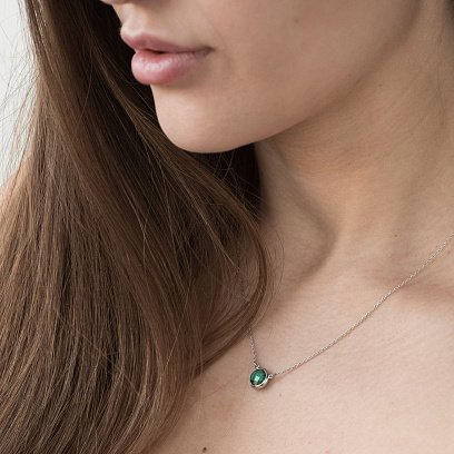 Срібне кольє з синт. турмаліном 18910 №6