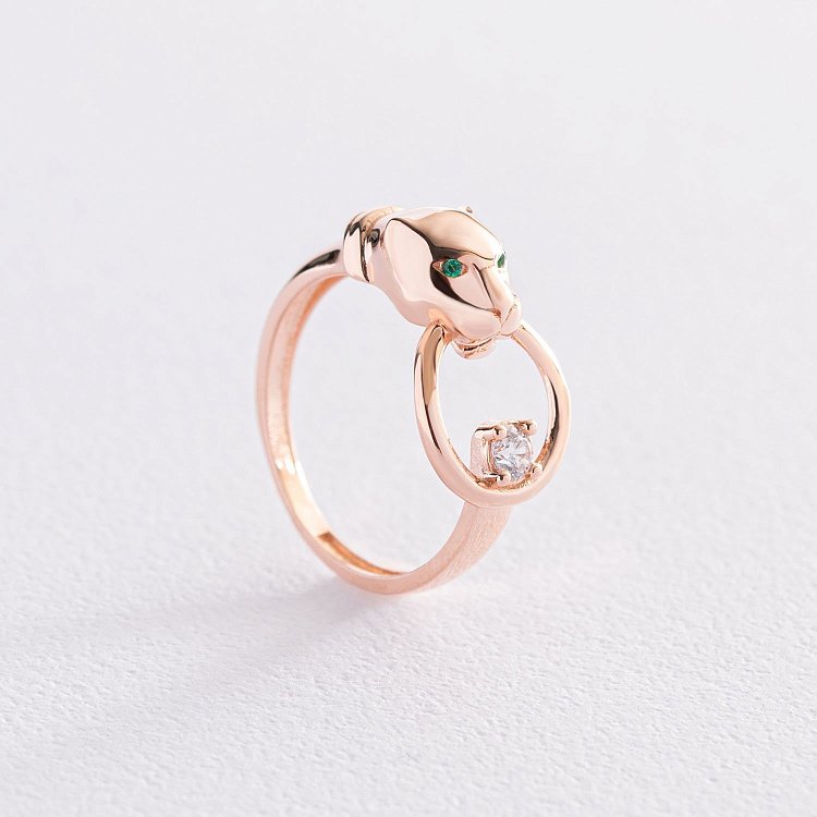 Кольцо "Пантера" в красном золоте (фианиты) к06842 от ювелирного магазина Оникс