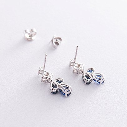 Золоті сережки з діамантами і сапфірами E2639Sda №3