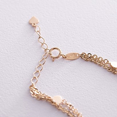 Подвійний браслет "Сердечки" у жовтому золоті б05196 №5