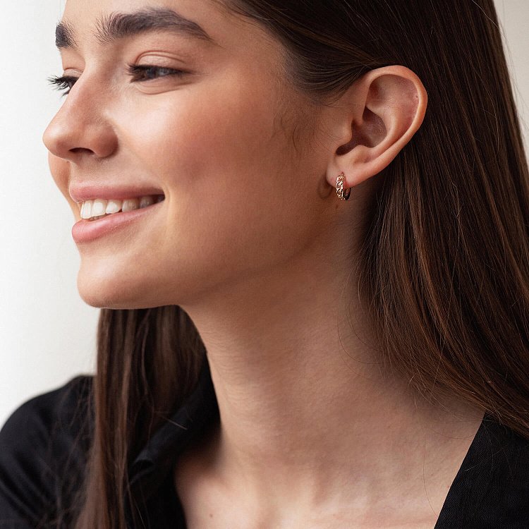 Сережки - кільця "Ланцюжки" у жовтому золоті с08209 від ювелірного магазину Онікс - 1