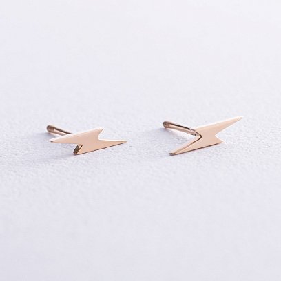 Серьги - пусеты "Молнии" в желтом золоте с07929