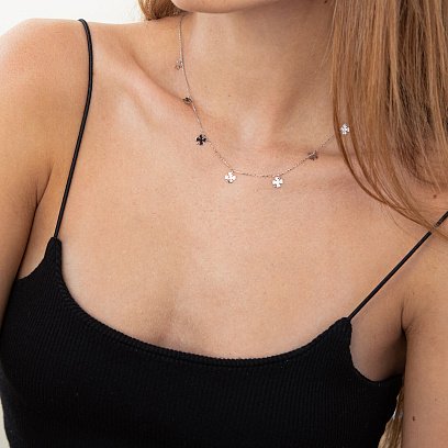 Колье "Клевер" в белом золоте кол02085 №4