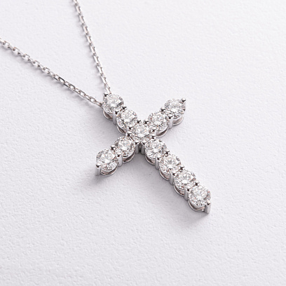 Золотое колье "Крестик" с бриллиантами 747091121 №4