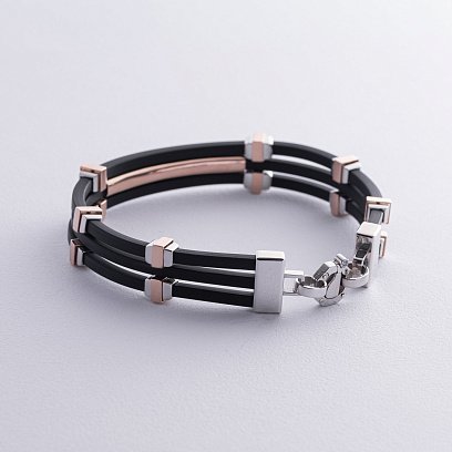 Каучуковий браслет із золотими вставками (фіаніти) 1091б №7