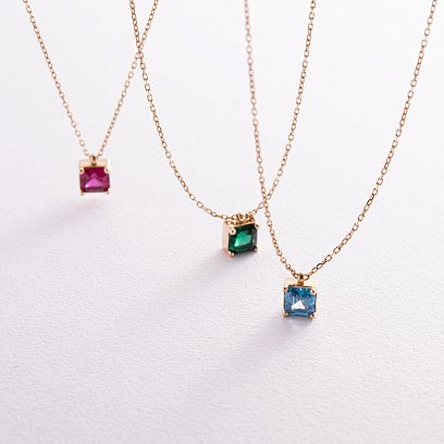 Золотое колье "Альма" (голубой фианит) кол02369 №7