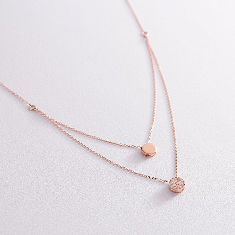 Двойное золотое колье "Очарование" с фианитами кол02115 от ювелирного магазина Оникс