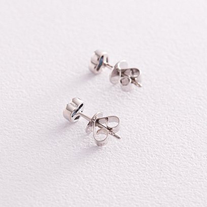 Золотые серьги - пусеты "Сердечки" с сапфирами сб0414gl №5