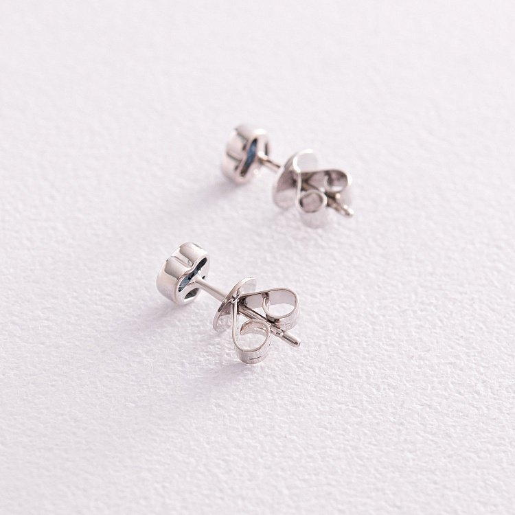 Золотые серьги - пусеты "Сердечки" с сапфирами сб0414gl от ювелирного магазина Оникс - 4