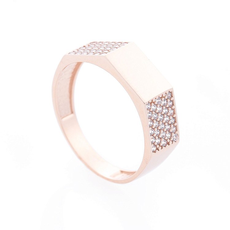 Золотое кольцо с фианитами к06004 от ювелирного магазина Оникс