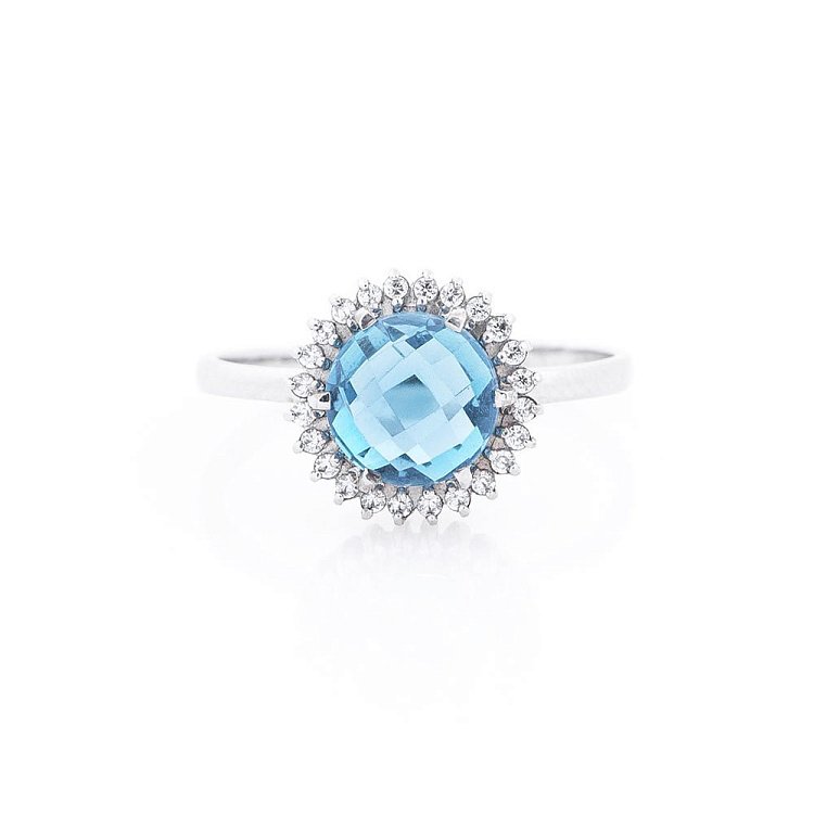 Золота каблучка з топазом swiss і фіанітами 14032138 від ювелірного магазину Онікс - 2