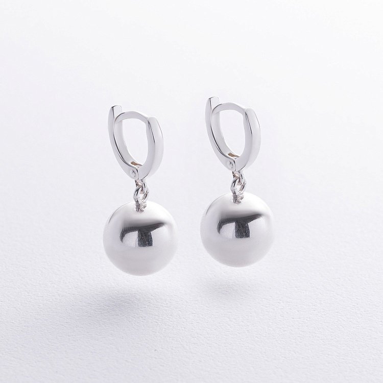 Срібні сережки "Кульки" 12032 від ювелірного магазину Онікс - 1