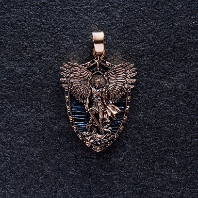 Золотий кулон "Архангел Михаїл. Молитва" (можливе індивідуальне гравіювання) п03807 №5