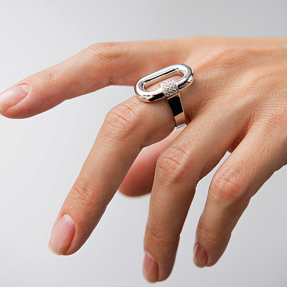 Каблучка "Alice" в білому золоті (фіаніти) к08374 №2