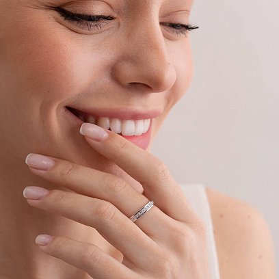 Каблучка в білому золоті з діамантами 214861121 №2