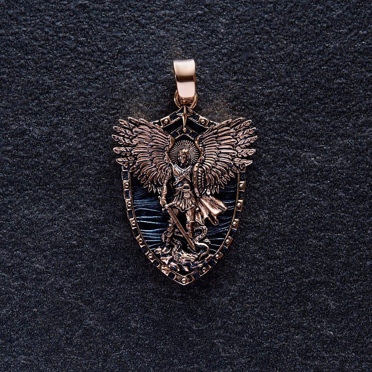 Золотий кулон "Архангел Михаїл. Молитва" (можливе індивідуальне гравіювання) п03807 від ювелірного магазину Онікс - 5