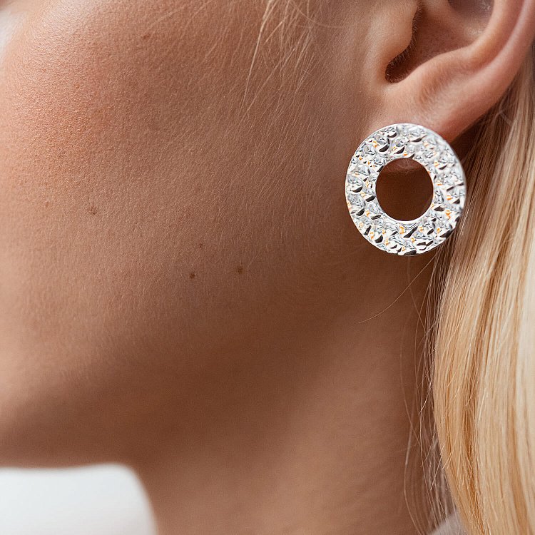 Срібні сережки - пусети "Теона" 123187 від ювелірного магазину Онікс - 4