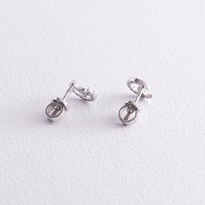 Золотые серьги - пусеты "Луна" с бриллиантами 36401121 №3