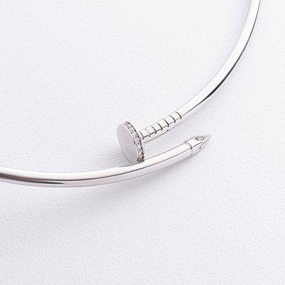 Колье "Гвоздь" в белом золоте (фианиты) кол02531 №3