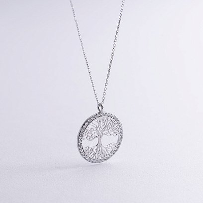 ?Кольє "Дерево життя" з фіанітами (біле золото) кол02492