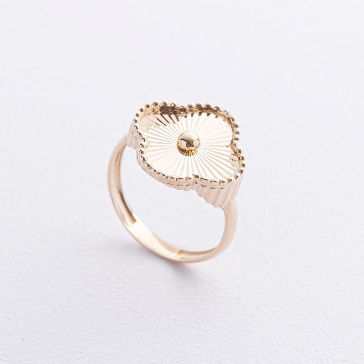 Кольцо "Клевер" в желтом золоте к08207 от ювелирного магазина Оникс - 3