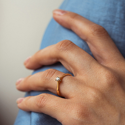 Заручальна золота каблучка з фіанітом к08225 №2