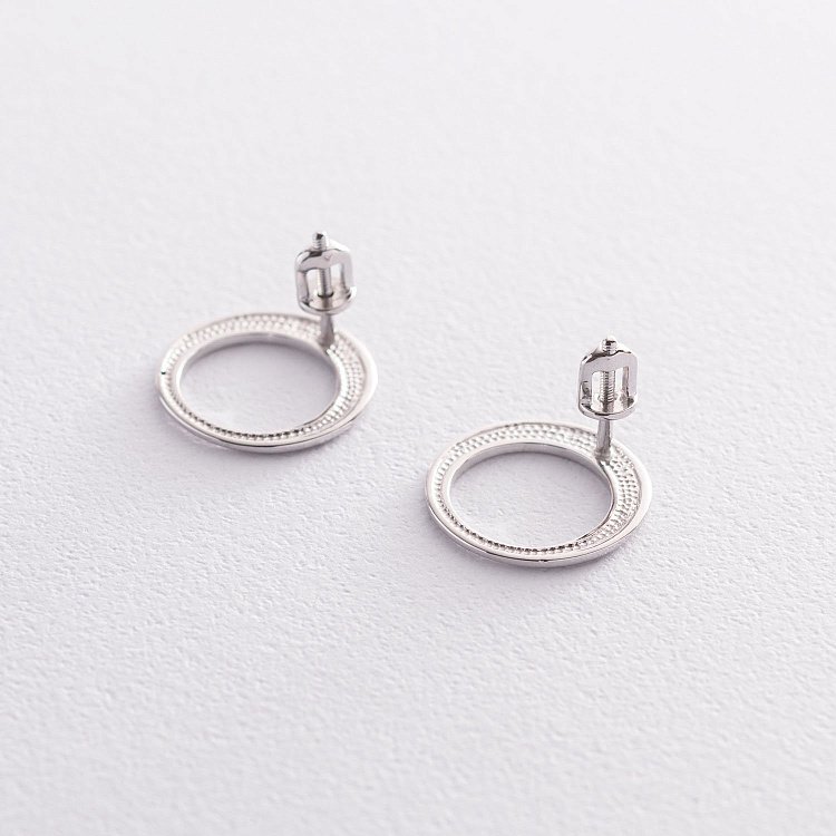 Сережки - пусети "Орбіта" в білому золоті с07347 від ювелірного магазину Онікс - 3