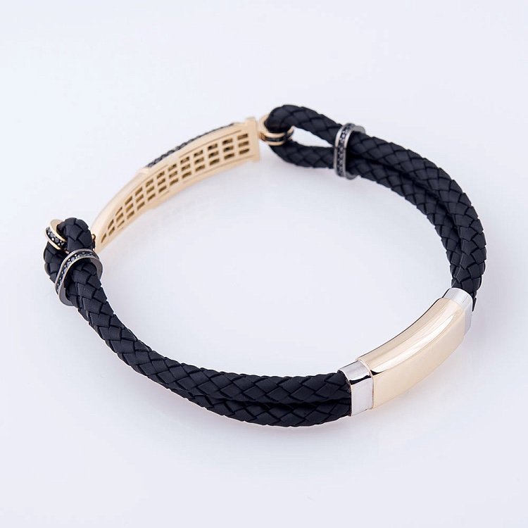 Каучуковый браслет в золоте "Патрон" с фианитами б02349 от ювелирного магазина Оникс - 2