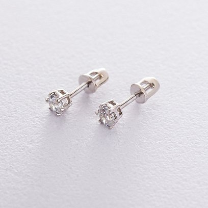 Золотые серьги-пусеты (фианиты) 4 мм с02825 №2