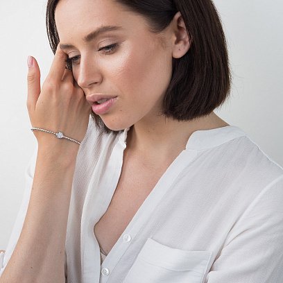 Золотий браслет з конюшиною (фіаніт) б04125 №2